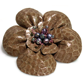 Brown Flower Brooch